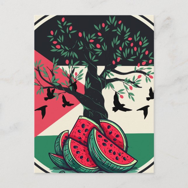 Carte du drapeau de la pastèque palestinienne. Lib (Devant)
