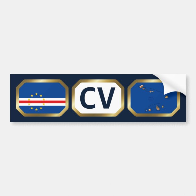 Carte du drapeau du Cap-Vert Code Sticker (Devant)