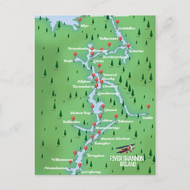 Carte du fleuve Shannon Irlande (Devant)