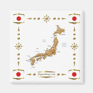 Carte du Japon + Magnet des drapeaux