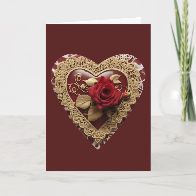 Carte du jour de la Saint-Valentin avec dentelle d (Devant)