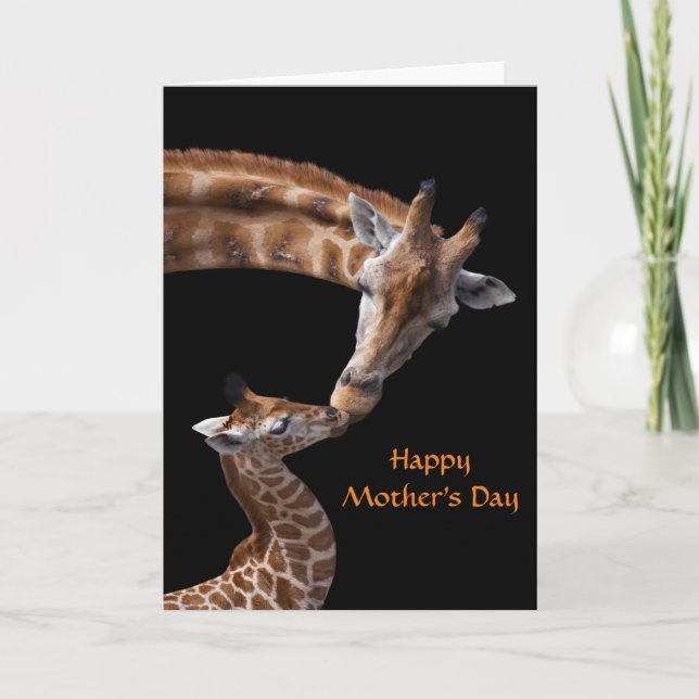 Carte du jour de mère d'adulte et de girafe de (Devant)