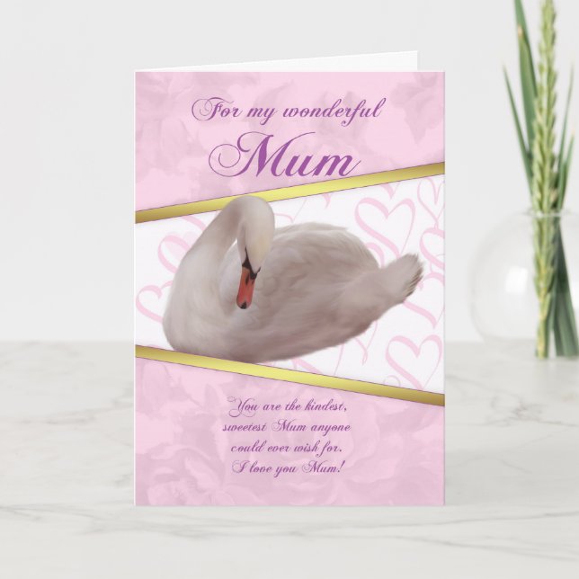 Carte du jour de mère de maman avec le cygne - (Devant)