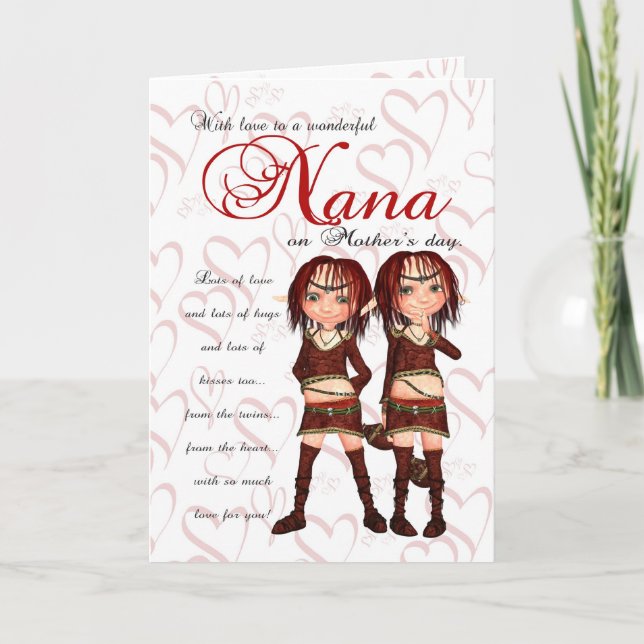 Carte du jour de mère de Nana des jumeaux - deux (Devant)