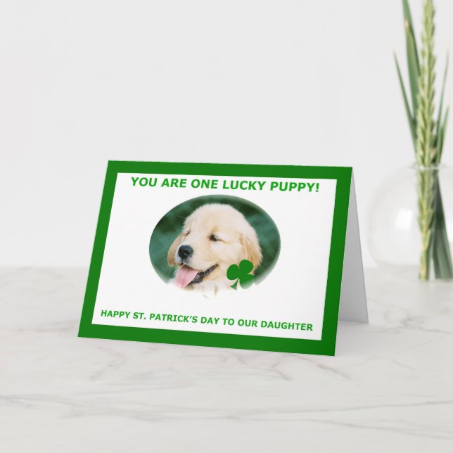 Carte du jour de St Patrick pour notre fille, d'or (Devant)