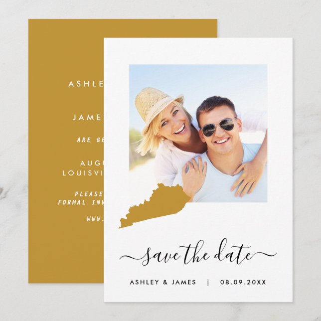 Carte du Kentucky Mariage photo Enregistrer la car (Devant / Derrière)