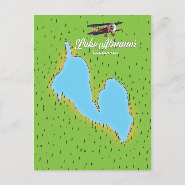 Carte du lac Almanor California USA (Devant)