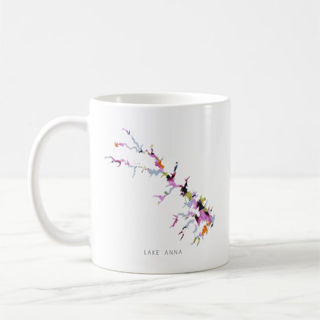 Carte du lac Anna Silhouette Café Mug (Gauche)