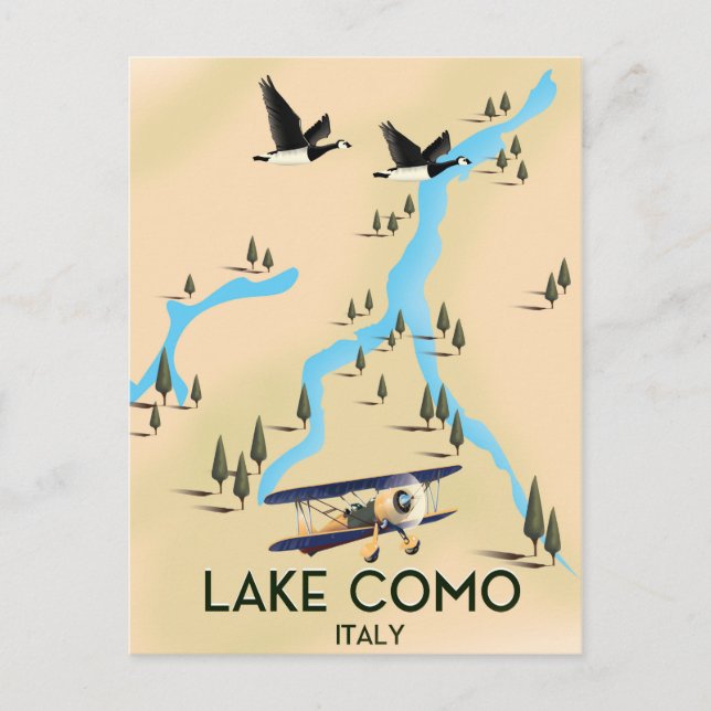 Carte du lac de Côme Italie poster de voyage (Devant)
