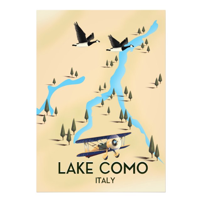 Carte du lac de Côme Italie poster de voyage (Devant)