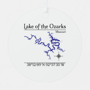 Carte du lac des Ozarks Missouri Ornement en métal