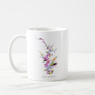 Carte du lac Norman Silhouette Carte du café Mug