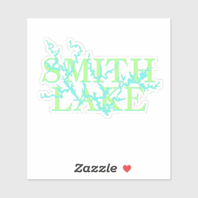Carte du lac Smith Sticker bleu et vert (Feuille)