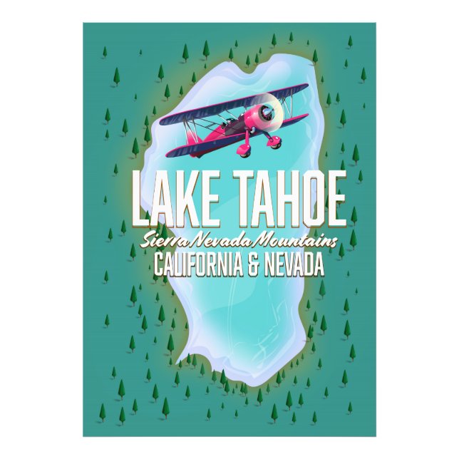 Carte du lac Tahoe poster de voyage (Devant)