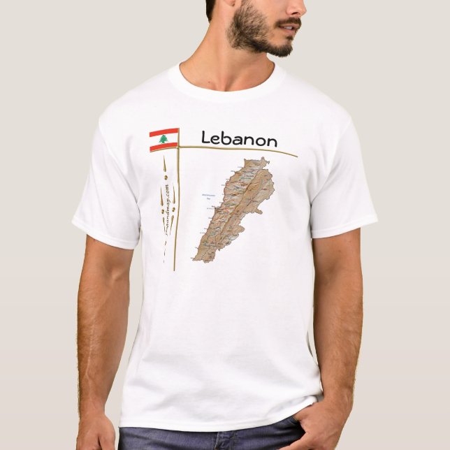 Carte du Liban + Drapeau + Titre T-shirt (Devant)
