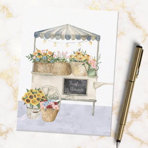 Carte du marché aux fleurs Aquarelle Cottage Art