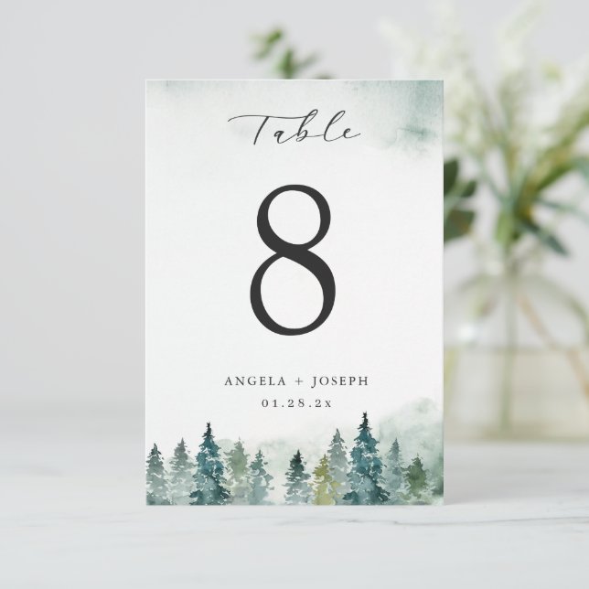 Carte du Mariage de la table des pins de la forêt  (Debout devant)
