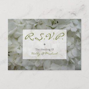 Carte du mariage RSVP - hortensias blancs