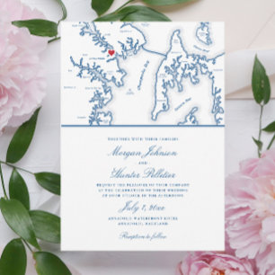 Carte du Maryland d'Annapolis Élégant Mariage de l