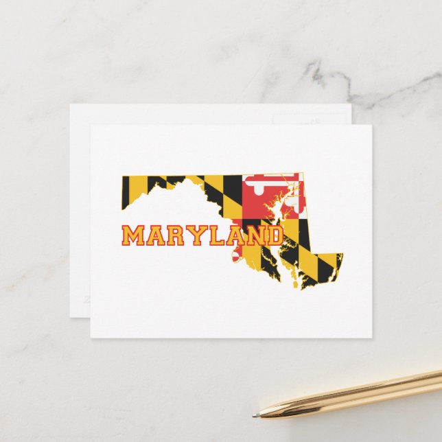 Carte du Maryland Formé État Nom du drapeau Maryla (Devant/Arrière en situation)