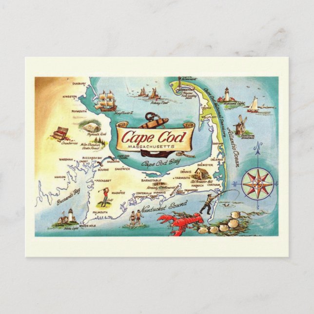 Carte du Massachusetts du Cap Cod (Devant)