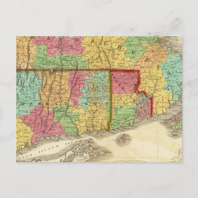 Carte du Massachusetts, du Connecticut et de Rhode (Devant)