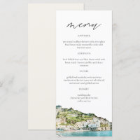 Carte du menu Mariage AMALFI CAST Watercolor