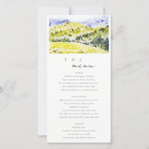 Carte du menu Mariage de la campagne verte Jaune