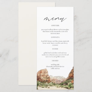 Carte du menu Mariage de l'aquarelle du parc natio