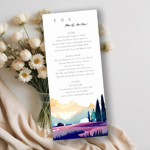Carte du menu Mariage du paysage de montagne