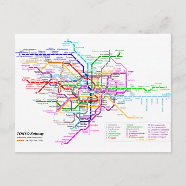 Carte du métro Tokyo Japan (Devant)