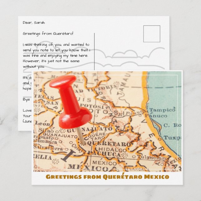 Carte du Mexique de Querétaro (Devant / Derrière)