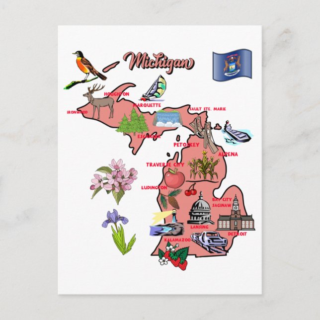 Carte du Michigan avec les grandes villes (Devant)