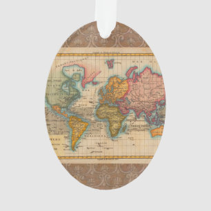 Carte du Monde 1780 Bonne Antique Planisphère 