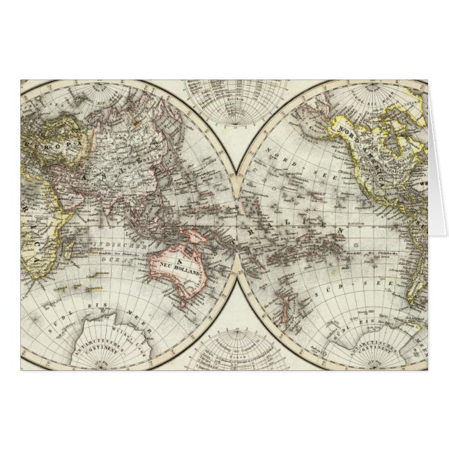 Carte du monde à double hémisphère (Devant horizontal)