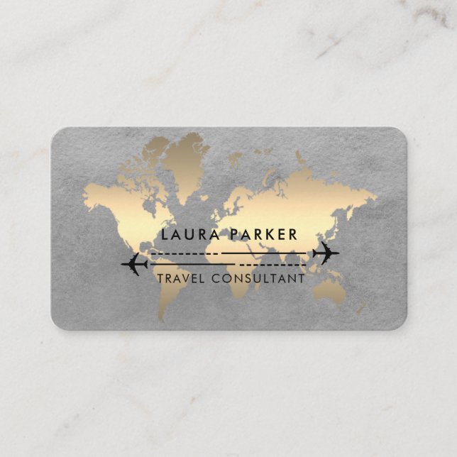 Carte du monde agent de voyage Aquartecouleur or T (Devant)