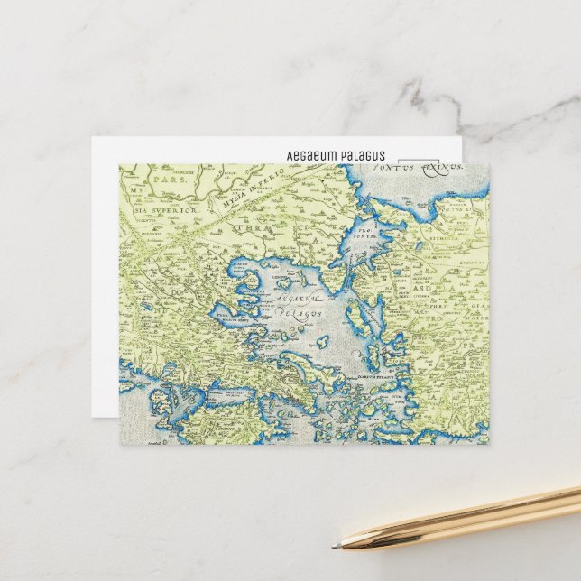 Carte du monde antique Aegaeum Pelagus (Devant/Arrière en situation)