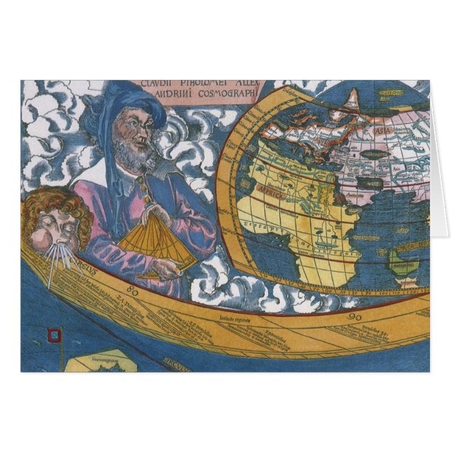 Carte du monde antique avec Claudius Ptolemy, 1507 (Devant horizontal)