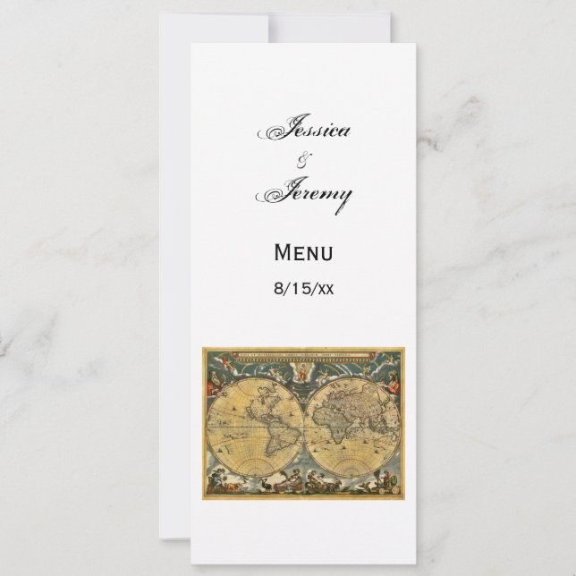 Carte du monde antique Blanc #3 Cartes de menu (Devant)
