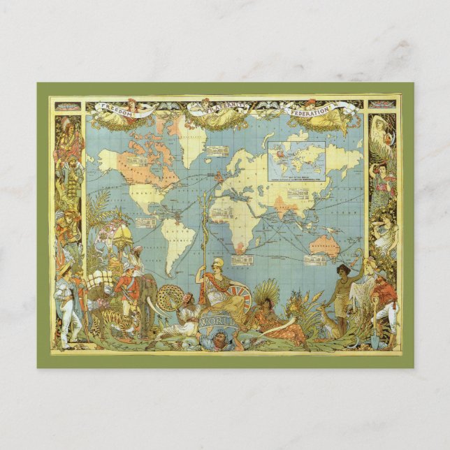 Carte du Monde Antique, Changement d'Adresse Rétro (Devant)
