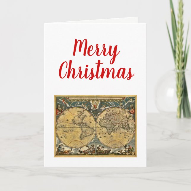 Carte du monde antique de Noël Xmas J. Blaeu 1664 (Devant)