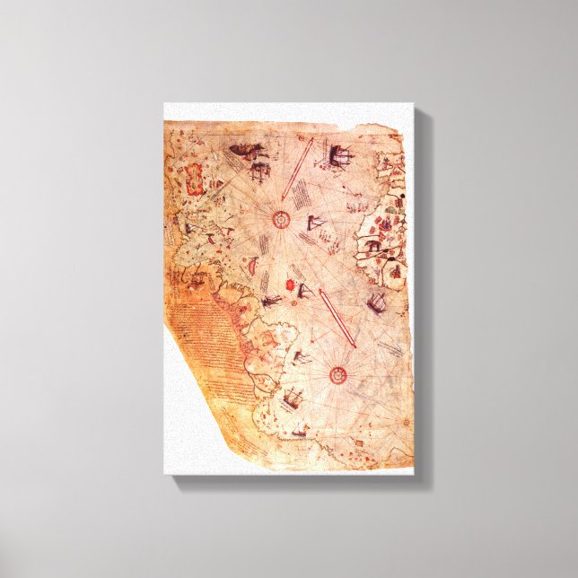 Carte du monde antique de Piri Reis sur toile (Recto)