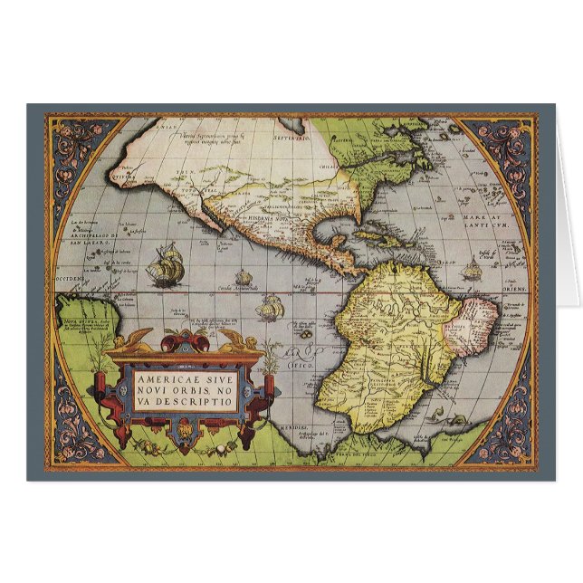 Carte du monde antique des Amériques, 1570 (Devant horizontal)