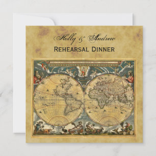 Carte du monde antique, Distressed BG SQ Rehearer