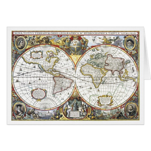 Carte du monde antique par Hendrik Hondius, 1630 (Devant horizontal)