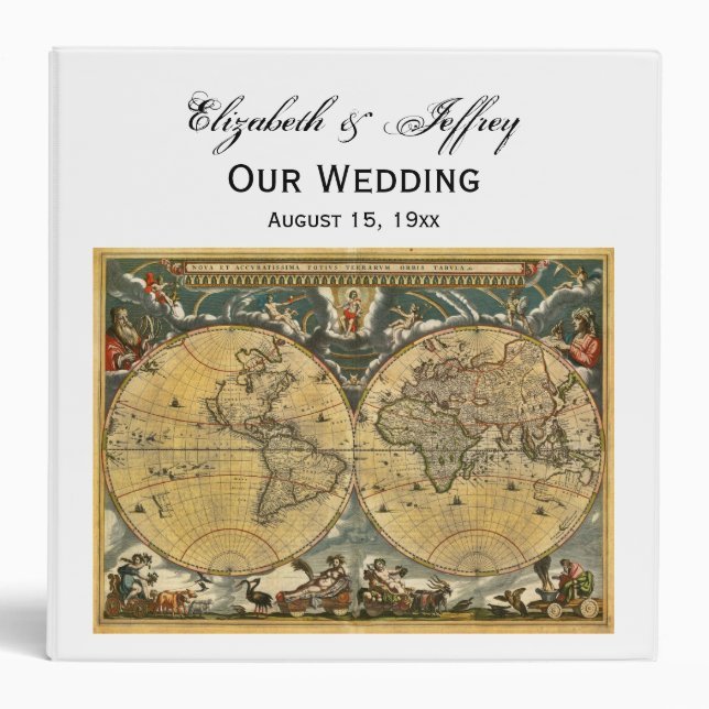 Carte du monde antique White BG Mariage Classeur (Devant)