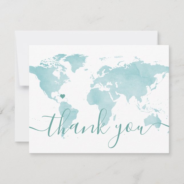 Carte du monde Aqua Beach Wedding Destination Phot (Devant)