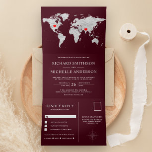 Carte du monde argentée de Bourgogne, mariage tout