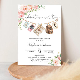Carte du monde aventure florale Baby Shower