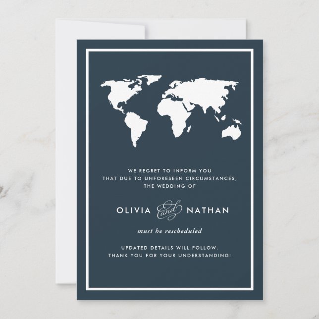 Carte du monde bleu foncé | Annulation du mariage (Devant)